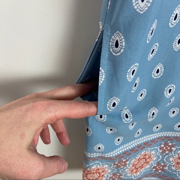 Lulus Secret Paradise Blue Print Shift Dress Size XS Bohemian Mini Festival Boho - Picture 6 of 15